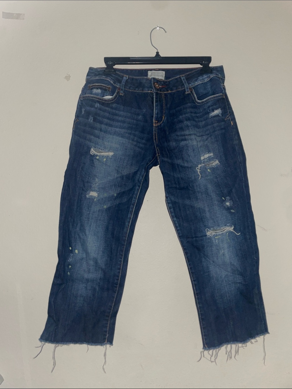 Aeropostale Bayla Skinny Dark Wash Distressed Cropped Capri Jeans Size 9